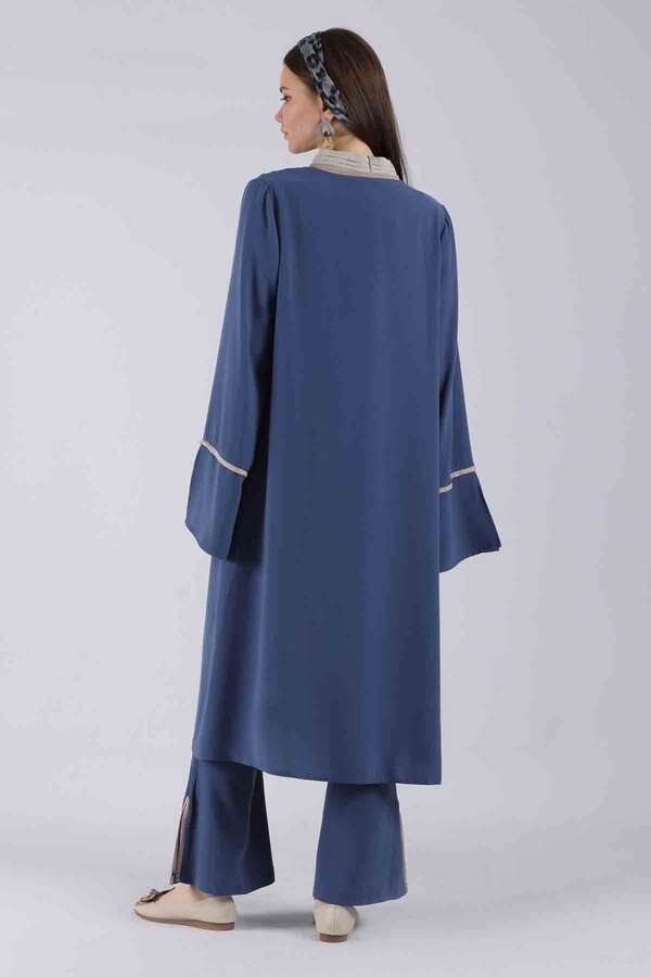 Slit Abaya Suit İndigo - 5