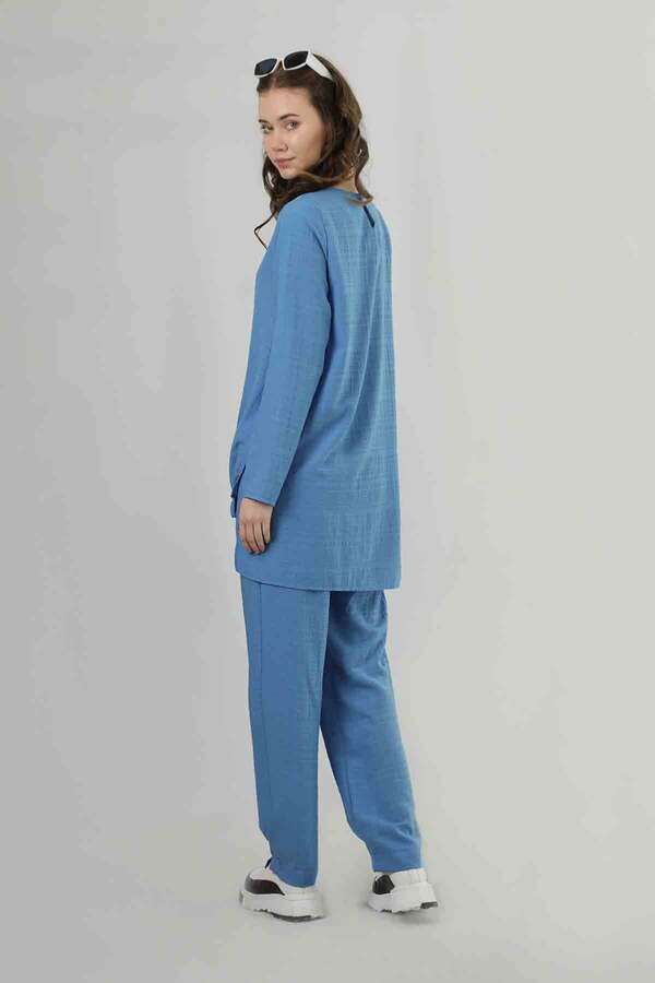 Slit Tunic Pants Set Blue - 5