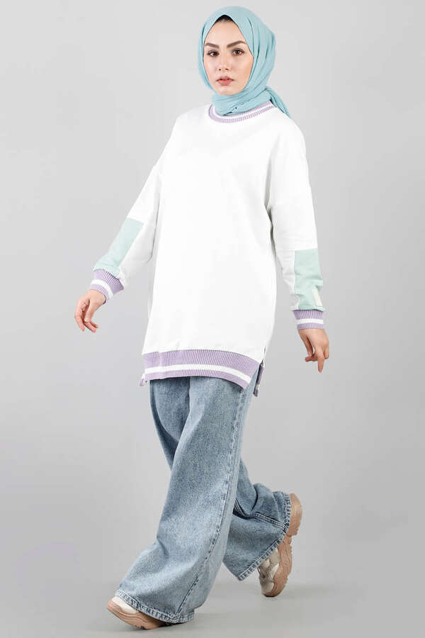 Soul Blok Sweat Beyaz Lila