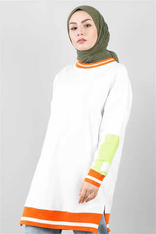 Zulays - Soul Blok Sweat Beyaz Turuncu