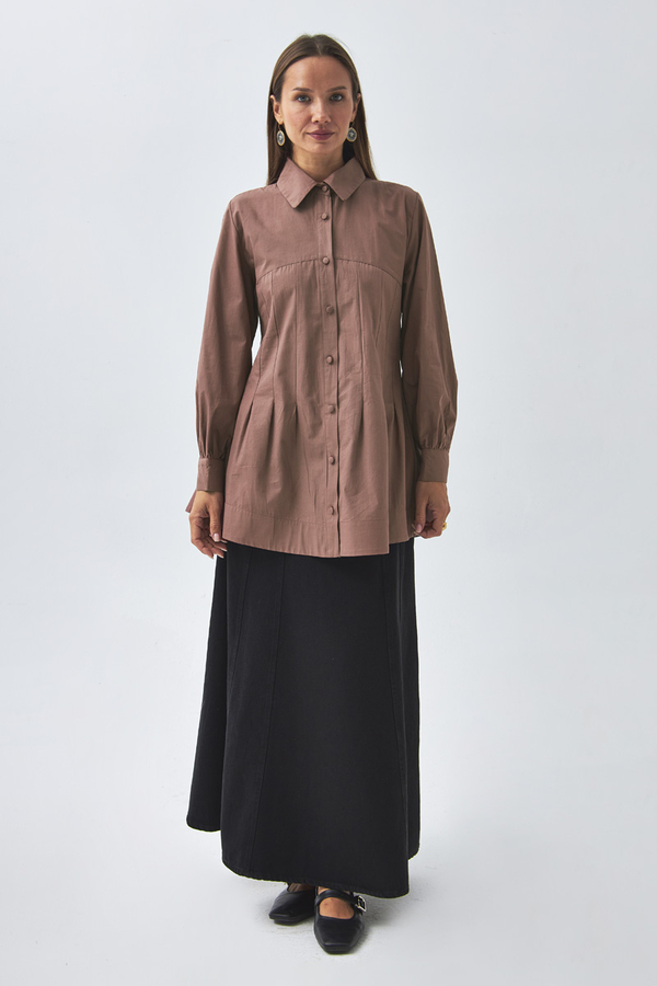 Stitch Detailed Yoke Shirt Dusty Rose