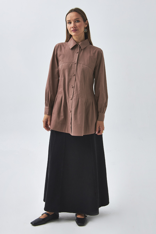 Stitch Detailed Yoke Shirt Dusty Rose (1)