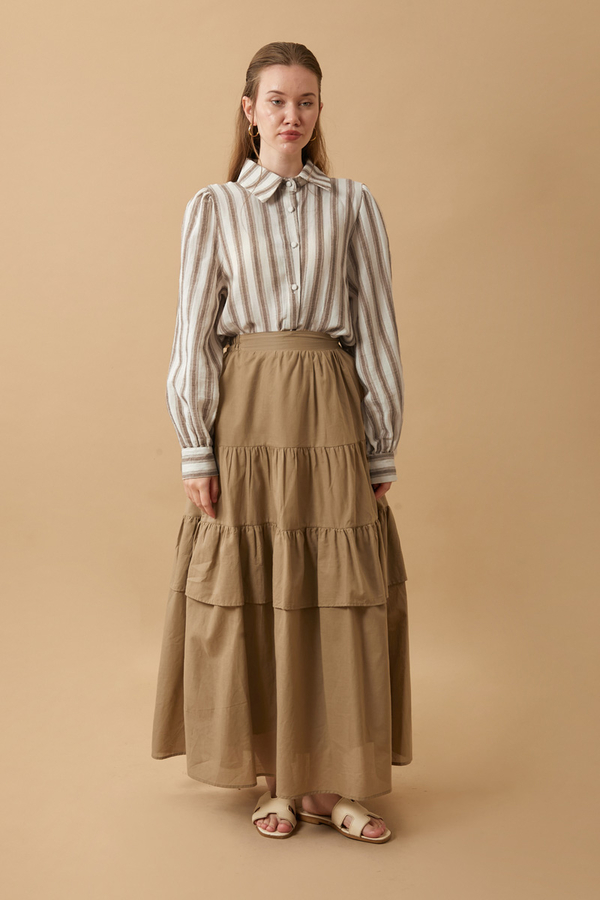 Striped Muslin Shirt Brown (1)
