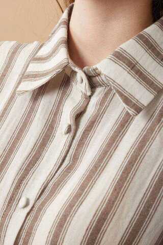 Striped Muslin Shirt Brown - 3