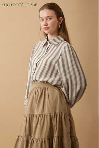 Striped Muslin Shirt Brown - 1