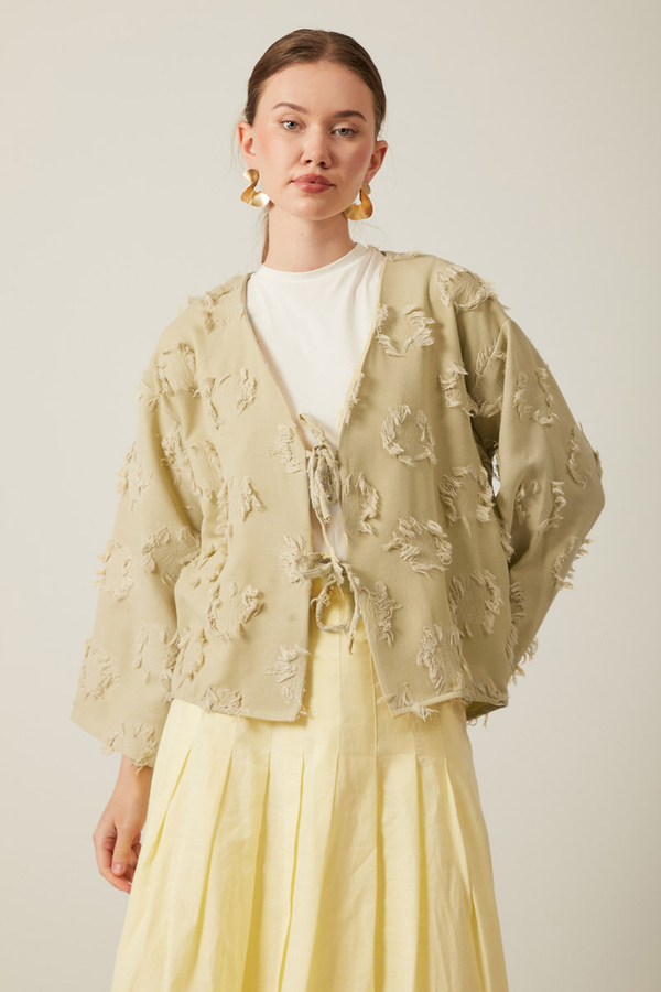 Tassel Detail Kimono Khaki - 1
