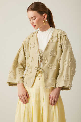 Tassel Detail Kimono Khaki - 6