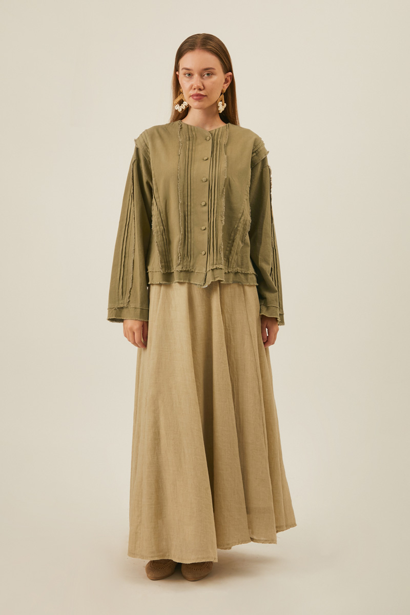 Tasselled Short Shirt Khaki