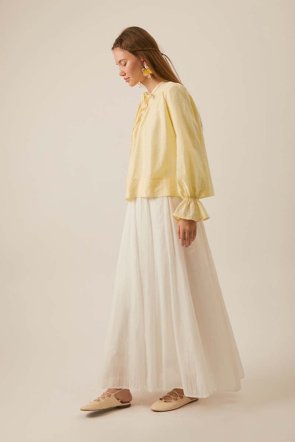 Textured Stripe Blouse Butter Yellow - 5