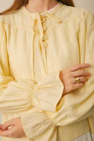Textured Stripe Blouse Butter Yellow - 9