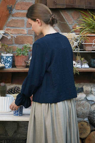 Textured Stripe Blouse Navy Blue - 13