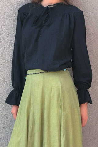 Textured Stripe Blouse Navy Blue - 4