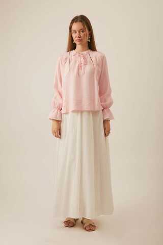 Textured Stripe Blouse Powder Pink - 13