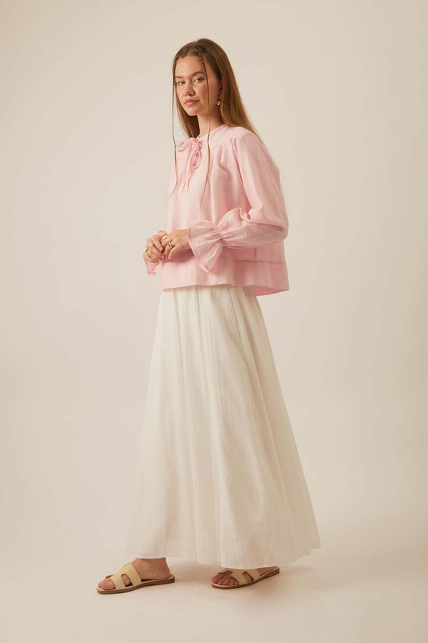 Textured Stripe Blouse Powder Pink - 12