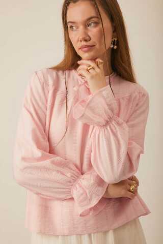 Textured Stripe Blouse Powder Pink - 11