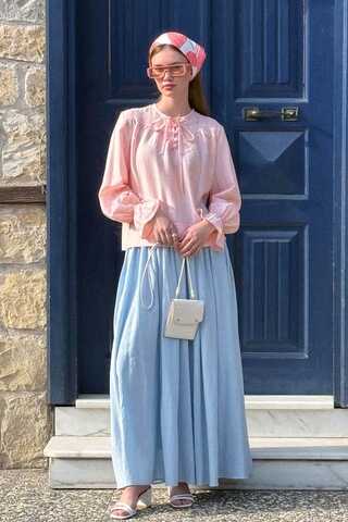 Textured Stripe Blouse Powder Pink - 9