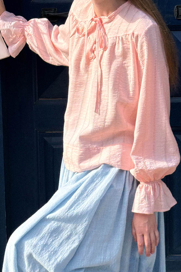 Textured Stripe Blouse Powder Pink - 6