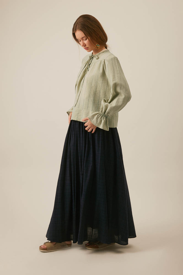 Textured Stripe Blouse Soft Green - 3