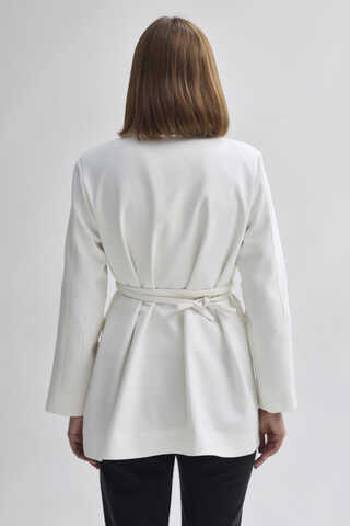 Tie Detail Blazer Jacket White - 11