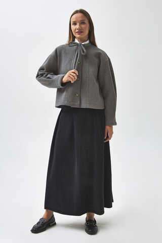 Tie Neck Short Jacket Grey - 3