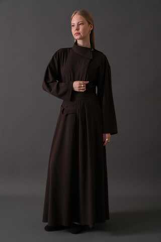 Toka Detaylı Etek Acı Kahve