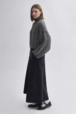 Turtleneck Crop Knit Sweater Anthracite - 4