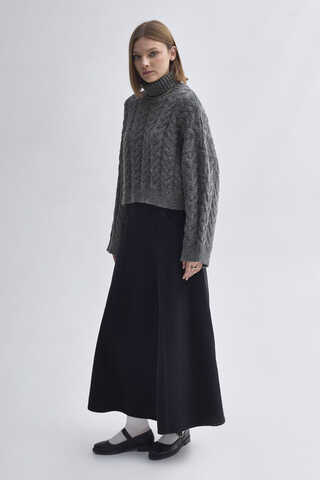 Turtleneck Crop Knit Sweater Anthracite - 5