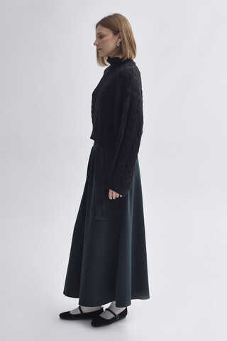 Turtleneck Crop Knit Sweater Black - 10