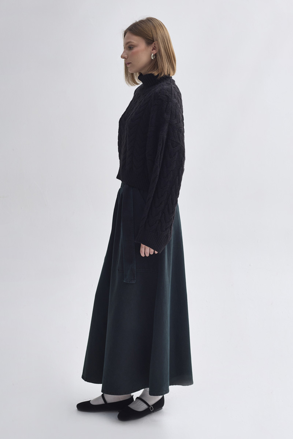 Turtleneck Crop Knit Sweater Black - 10