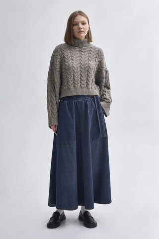 Turtleneck Crop Knit Sweater  Earth Tone - 2