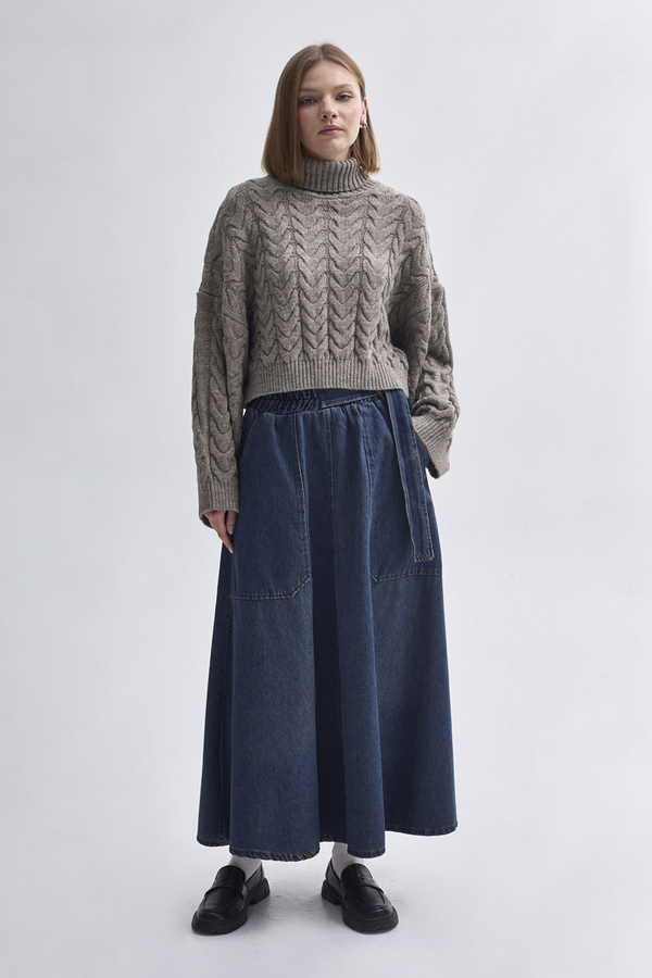 Turtleneck Crop Knit Sweater  Earth Tone - 2