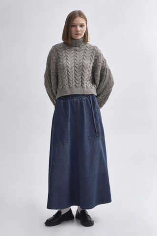 Turtleneck Crop Knit Sweater  Earth Tone - 4