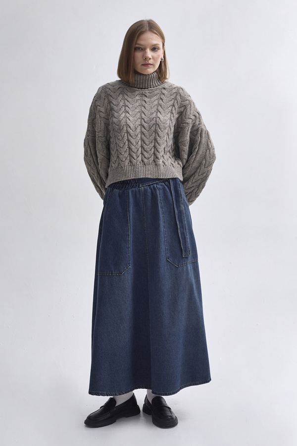Turtleneck Crop Knit Sweater  Earth Tone - 4