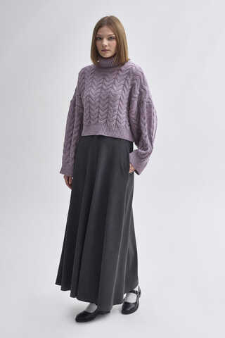 Turtleneck Crop Knit Sweater Lilac - 3