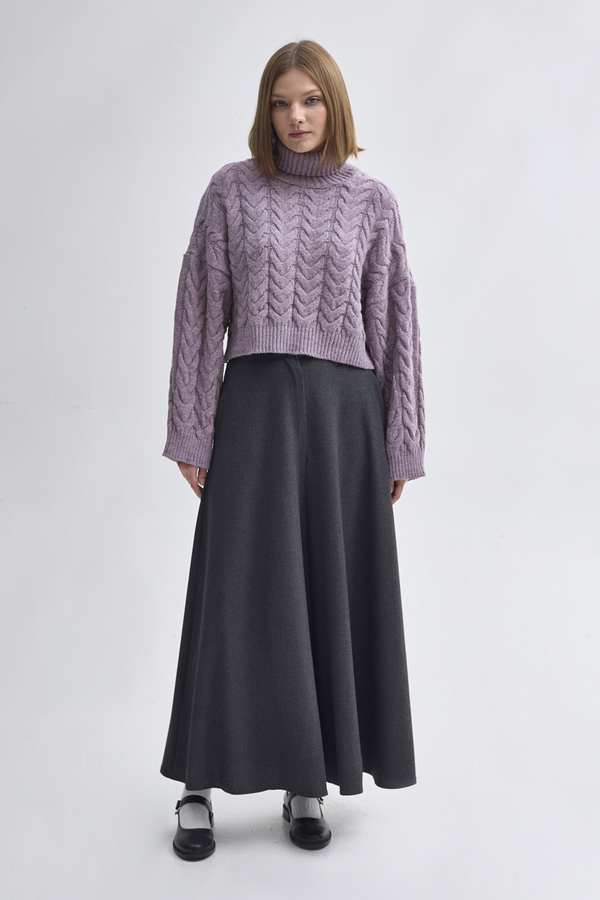 Turtleneck Crop Knit Sweater Lilac - 2
