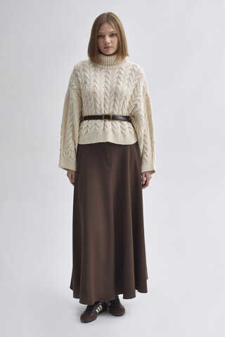 Turtleneck Crop Knit Sweater Stone - 2