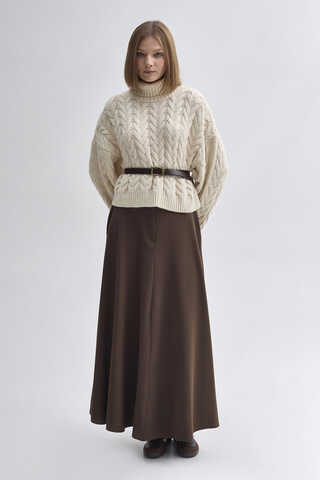 Turtleneck Crop Knit Sweater Stone - 3