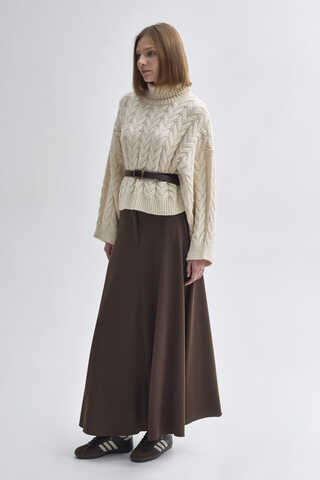 Turtleneck Crop Knit Sweater Stone - 5