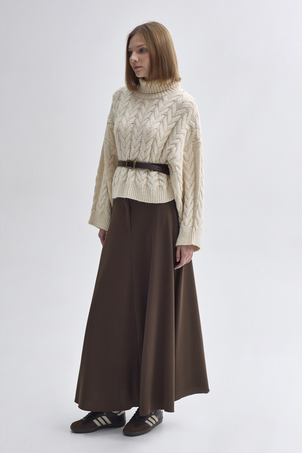 Turtleneck Crop Knit Sweater Stone - 5