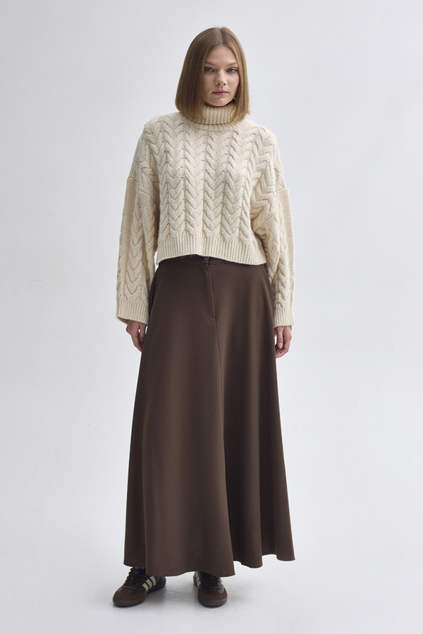 Turtleneck Crop Knit Sweater Stone - 6