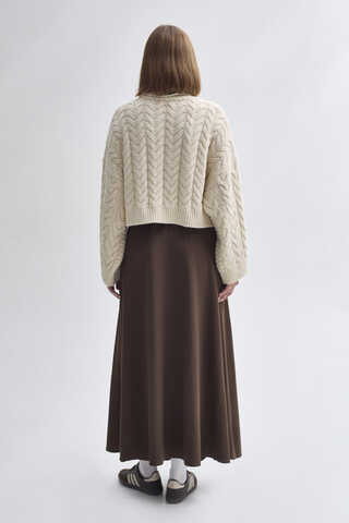 Turtleneck Crop Knit Sweater Stone - 9