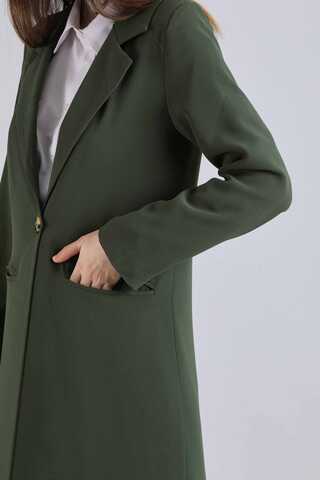 Uzun Ceket Pantolon Takım Koyu Yeşil - Thumbnail