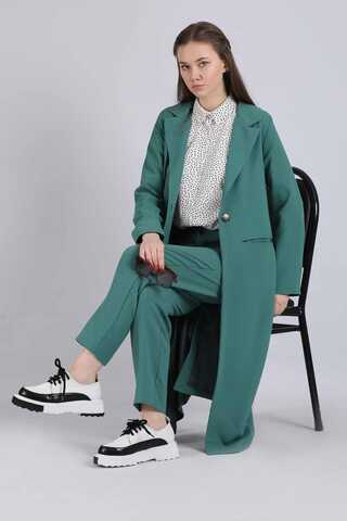 Zulays - Uzun Ceket Pantolon Takım Yeşil