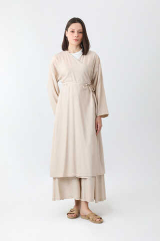 Uzun Kimono Takım Krem - 8