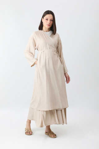 Uzun Kimono Takım Krem - 9