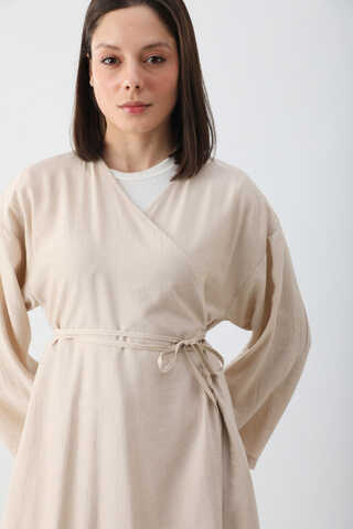 Uzun Kimono Takım Krem - 2
