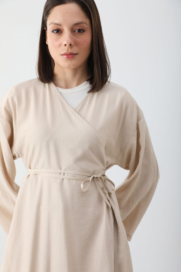 Uzun Kimono Takım Krem - 2