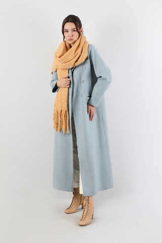 Uzun Oversize Kaşe Kaban Bebe Mavisi - 5