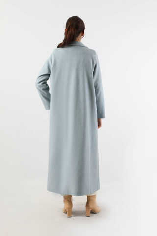 Uzun Oversize Kaşe Kaban Bebe Mavisi - 6