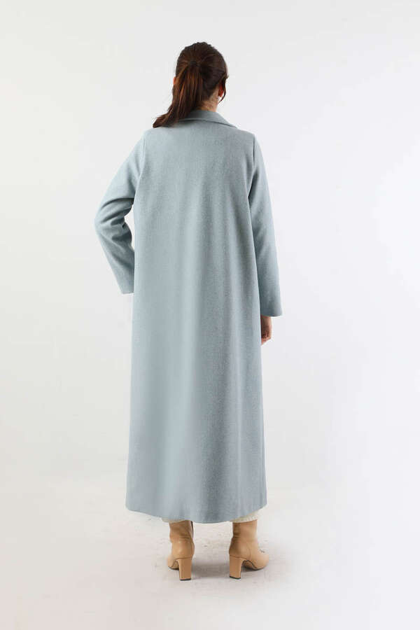 Uzun Oversize Kaşe Kaban Bebe Mavisi - 6